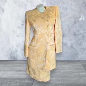 Vintage 80s Louis Feraud Golden Yellow Embroidered 
Skirt Set